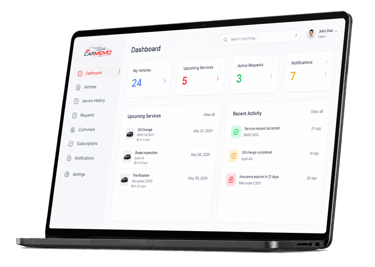 MyCarMemo на лаптоп